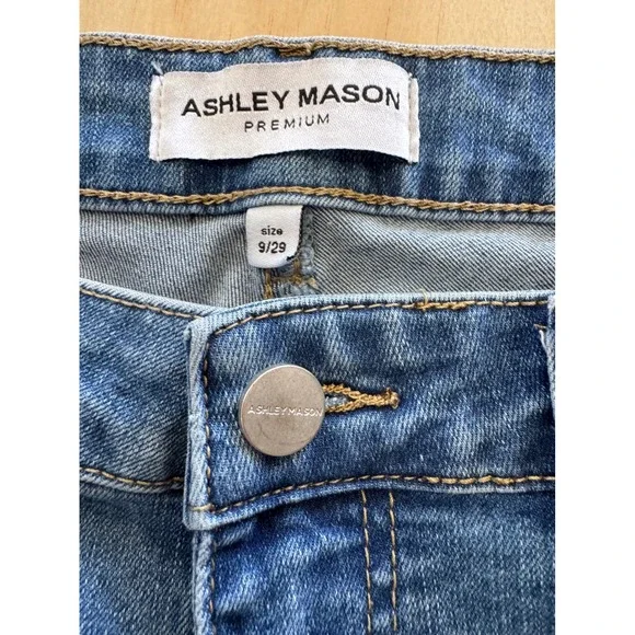 Ashley Mason Premium Daisy Floral Applique Flare Jeans Women's 9/29 Boho Y2K - Picture 6 of 11